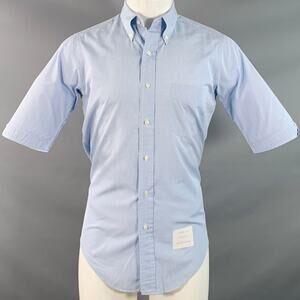 SS07 Size 38 Blue White Gingham Cotton Button Down Collar Short Sleeve Shirt